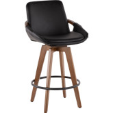 Cosmo 26" Counter Stool in Black Leatherette & Walnut Finish